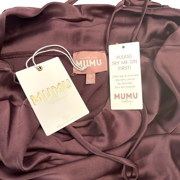 Show Me Your Mumu Verona Cowl Neck Slip Dress Dusty Plum Luxe Satin Small - Picture 3 of 14